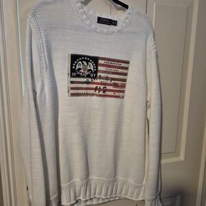Polo by Ralph Lauren White Sweater with Flag Design